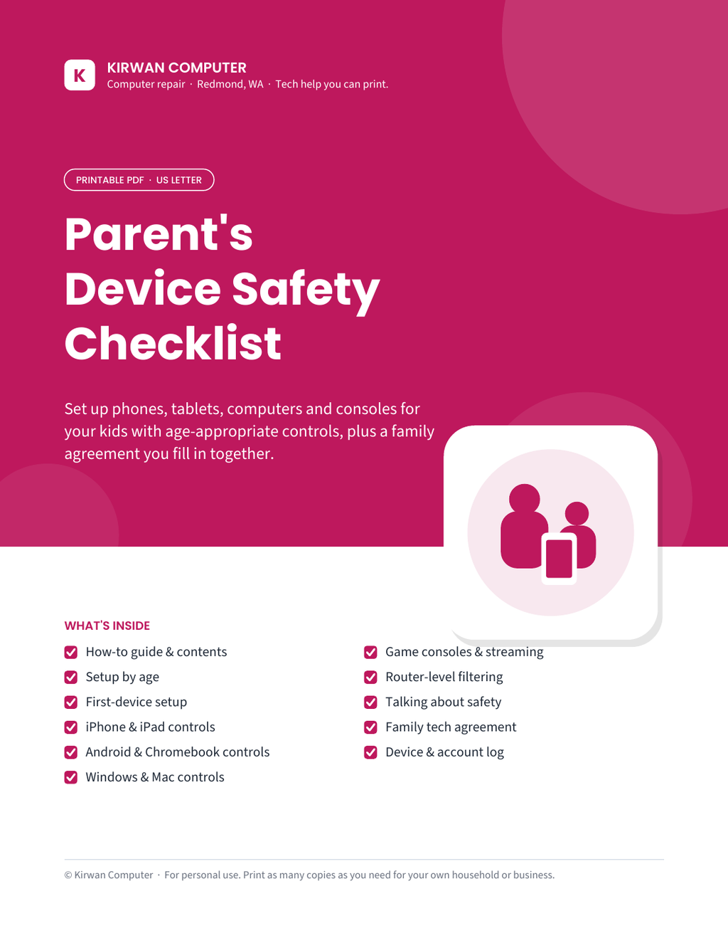 Parent's Device Safety Checklist cover