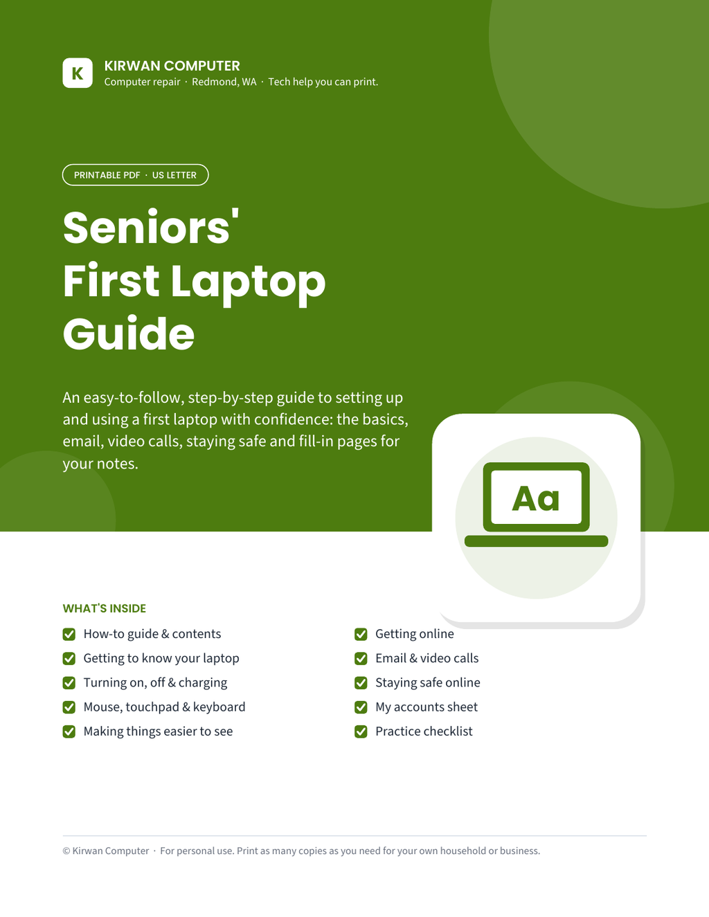 Seniors' First Laptop Guide cover