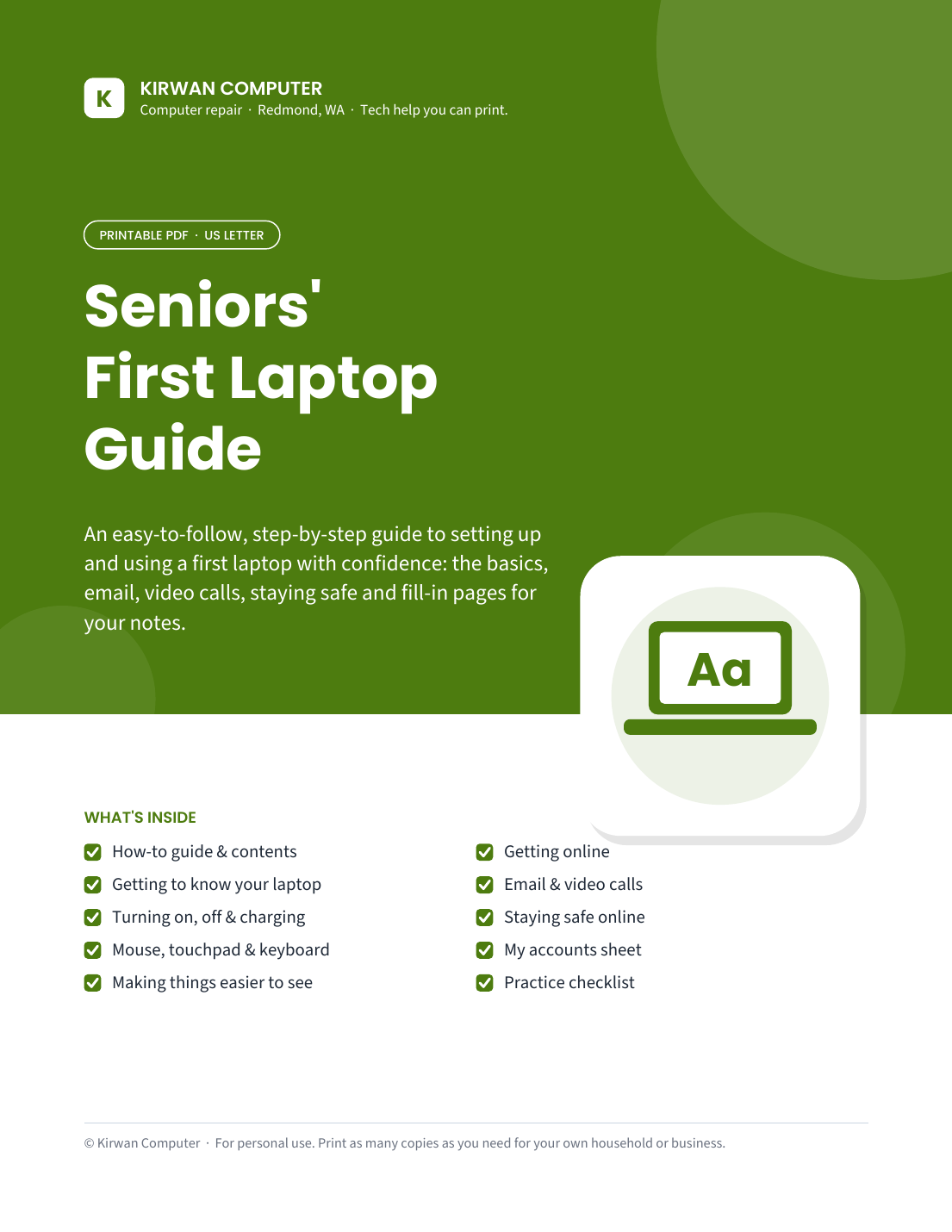 Seniors' First Laptop Guide cover