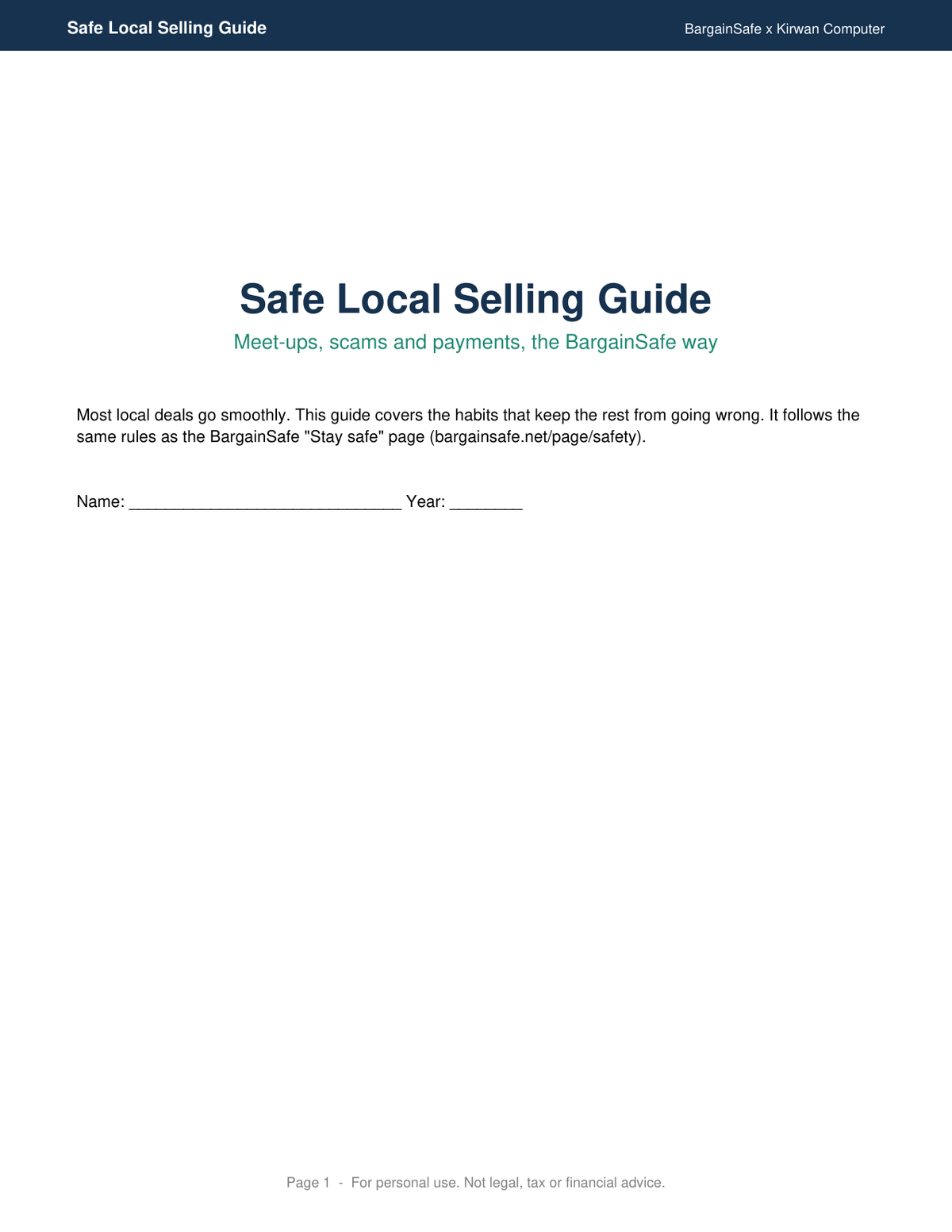 Safe Local Selling Guide